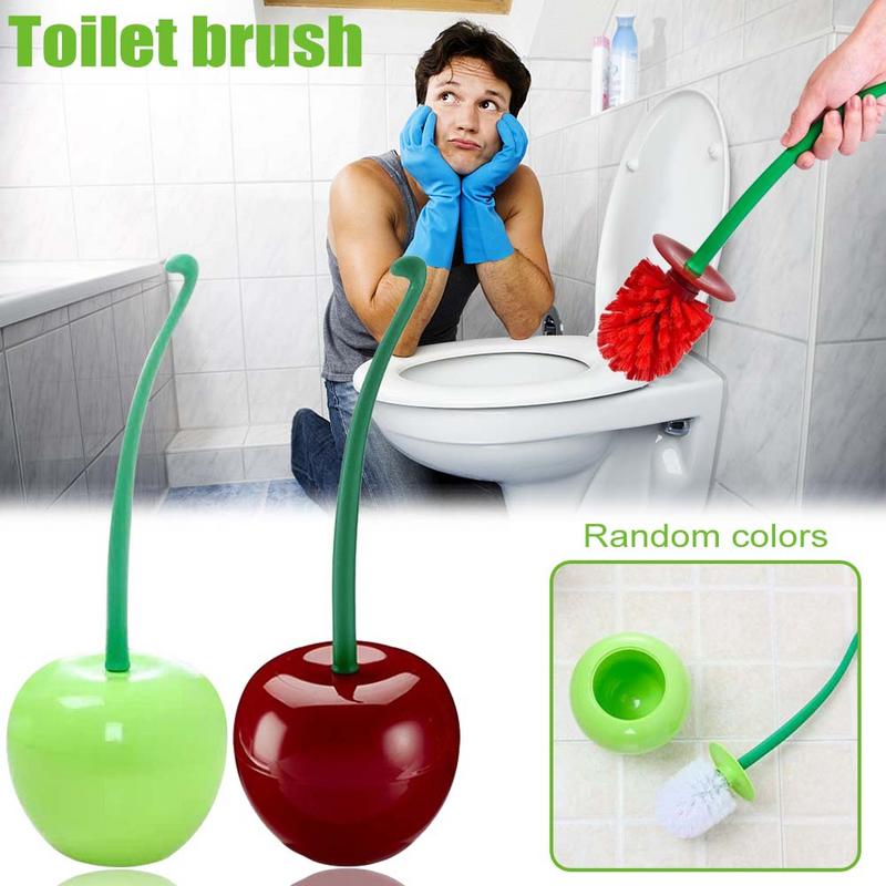 Cherry Toilet Brush Toilet Bowl Cleaner Brush Creative Toilet Brush with Holder Bowl & Long Handle for Household Cleaning Tool