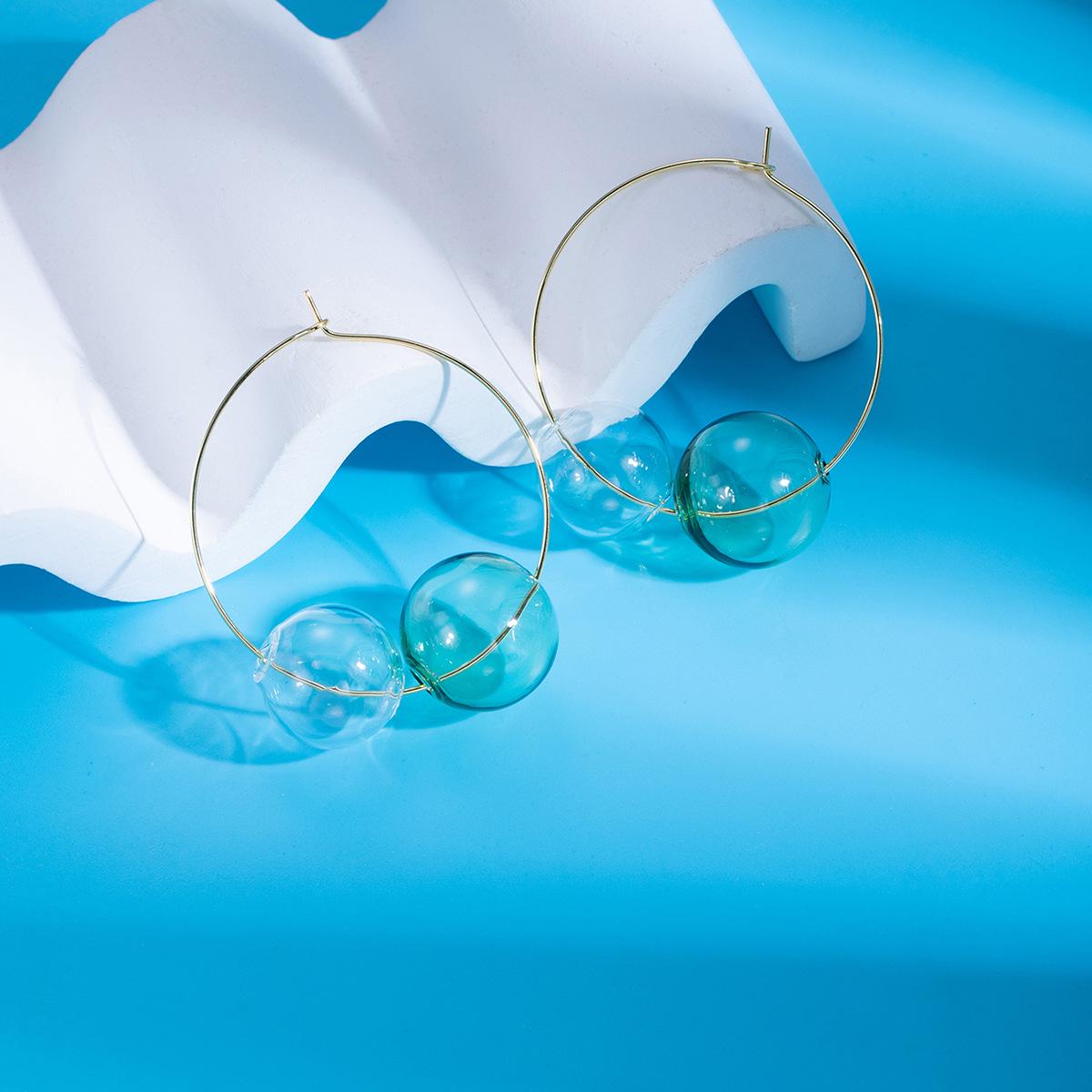 Харадзюку Стиль Красочные Серьги-Каффы со Стеклянными Шариками | Осень/Зима Легкая Роскошь Милые Серьги