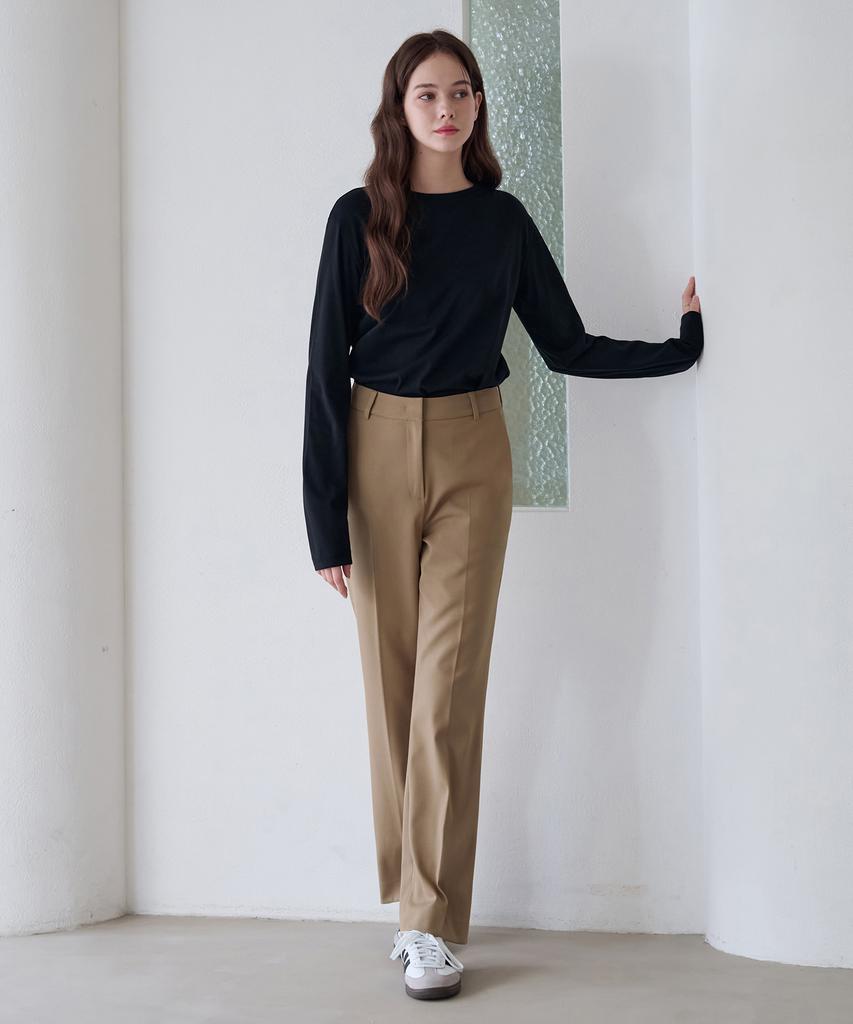 Deuloupisumeon Comfy Wool Straight Slacks [Charcoal]