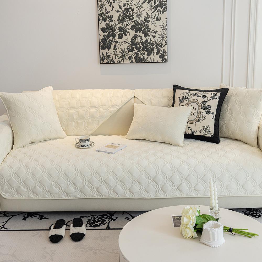 Cojín de Sofá de Terciopelo Cristal de Invierno Nuevo Estilo Crema Francés Claro Funda Funda Paño Cojín de Sofá de Cuero