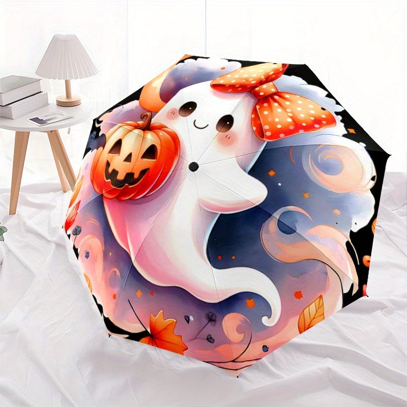 1pc Adorable Ghost & Pumpkin Halloween Automatic Opening and Closing Umbrella - Suitable for Various Occasions, Outdoor Activities, Lightwei