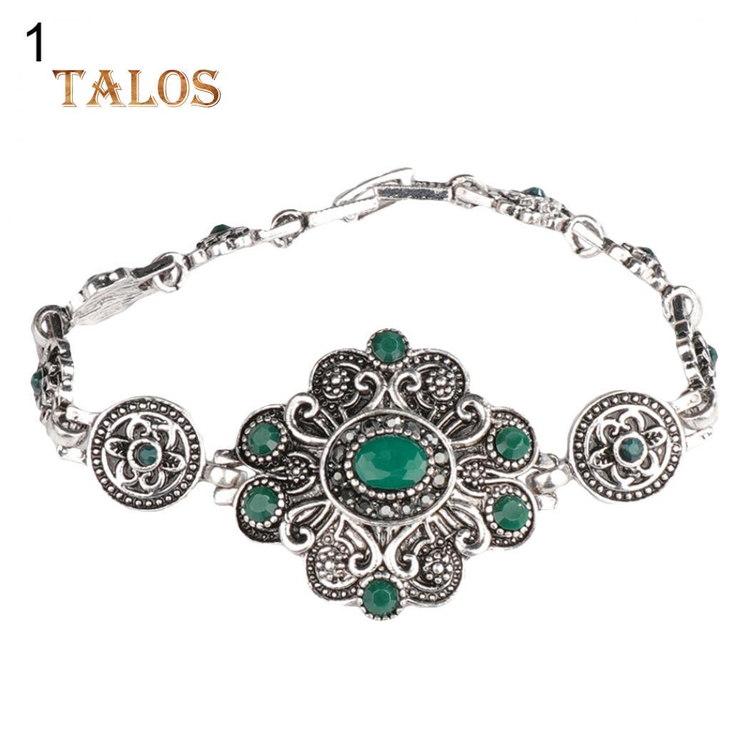 

Изысканный браслет под старину с зеленым и черным камнями зелёный