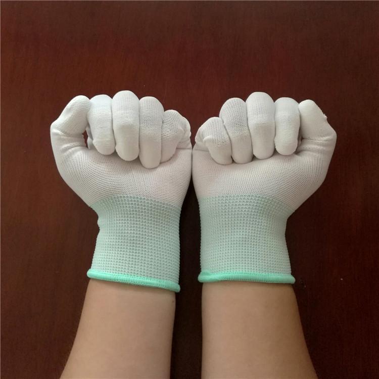 White PU Coated Finger Gloves - Anti-Static, Anti-Slip, 13-Gauge Nylon for Electronic Protection