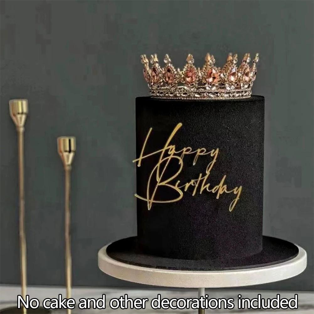 Nová dětská narozeninová party boční vlaječka na dort pro miminko Dárek Zlatý akrylátový Happy Birthday Dortové ozdoby Dortové ozdoby Potřeby na pečení