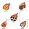 10pcs Flame Sports Ball Embroidery Patches On Clothes Jackets Backpack Football Volleyball Rugby Iron On Patches For Clothing 