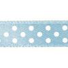 Polka Dot Satin Ribbon, 9.5 Mm, 10 M Roll, Light Blue