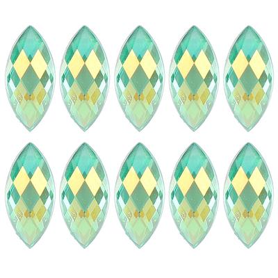 500 Stück AB Pferdeaugen Strasssteine Imitation Flatback Hellgrüne Farbe Kristall 7 x 15mm