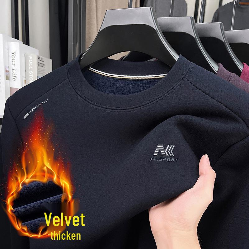 Hochwertiger Herren-Samt-Hoodie: Warme Rundhals-Strickware mit langen Ärmeln für den Winter