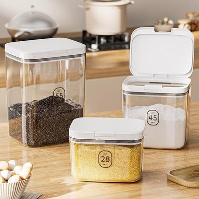 Large Capacity Airtight Flour Storage Container Kitchen Pantry - Food Grade Plastic Rice Noodle Bin Square Design 2.8L 4.5L