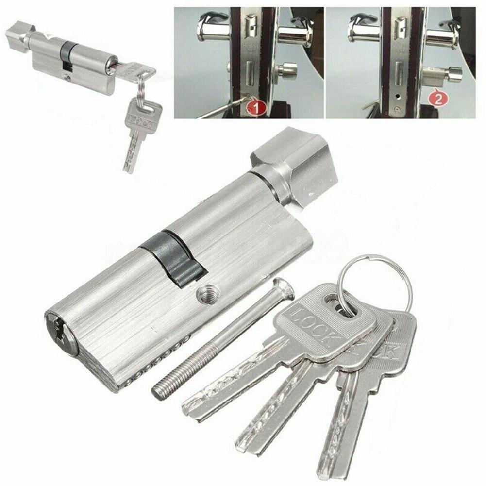 UPVC Thumb Turn Door Lock Cylinder, Multi Way Lock Principle, Anti Drill and Master Key Opening, 3 Keys Kit , Silver Tone