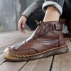 Men Handmade Casual Hiking Boots Outdoor Brown High Top Wide Palm Driving Shoes Large Size