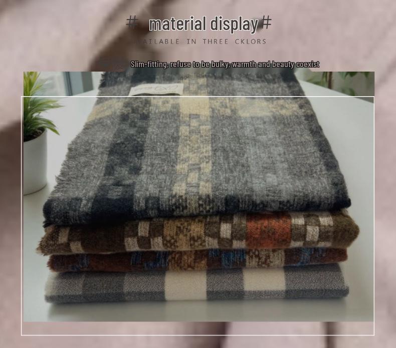 Korean-Style Imitation Cashmere Plaid Scarf - Thick, Warm Autumn/Winter Fashion for Women & Men
