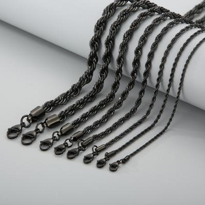 2~8mm Černá Nerezová Ocel Kroucený Řetízek Náhrdelník Doplňky Rock Hip-hop Barva Pánský a Dámský Hladký Řetízek