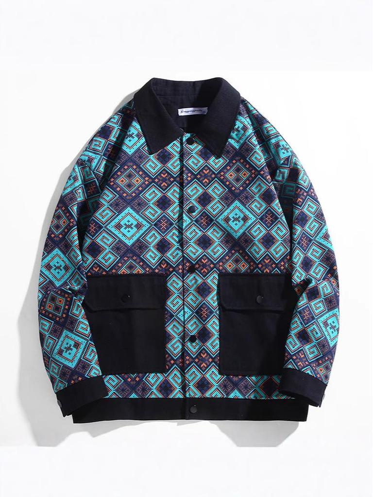 Modna męska jesienna kurtka dżinsowa patchworkowa - Dostępne rozmiary plus