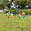 Cute 3D Animal Dog Cat Riding Bicycle Landscape Decorative Wind Spinner Windmill Device Garden Yard Decoration