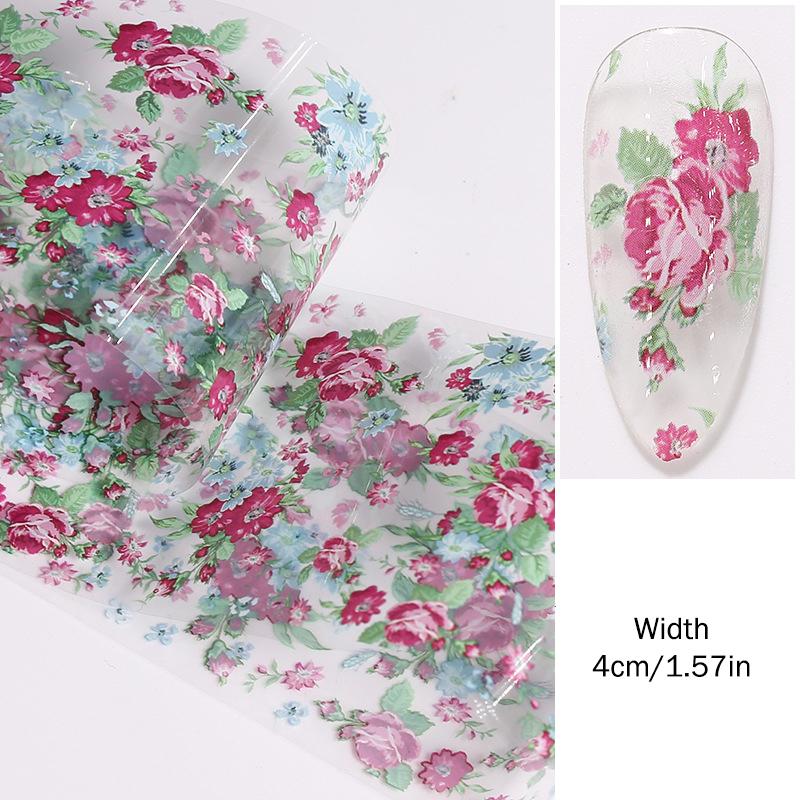 1Pcs 100cm Flower Rose Nail Transfer Foils Sticker Paper Floral Stickers Nails Wraps Tulip Nail Art Stickers Decal Nail Art
