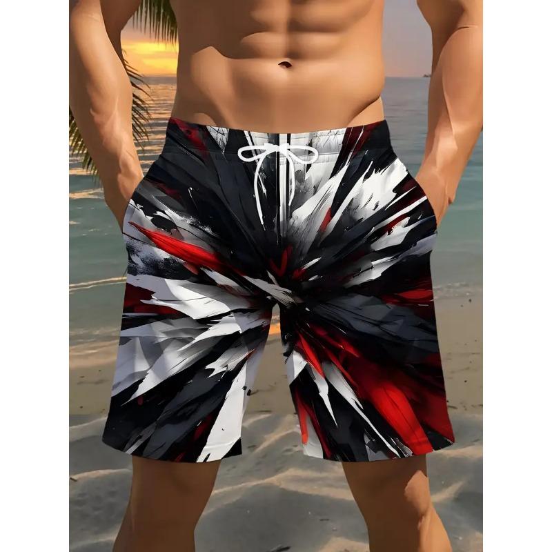 Personality Seawater 3D Crack Lightning Printed Shorts Men's Hawaii Swim Shorts Summer Casual Vacation Beach Trunks Board Pants