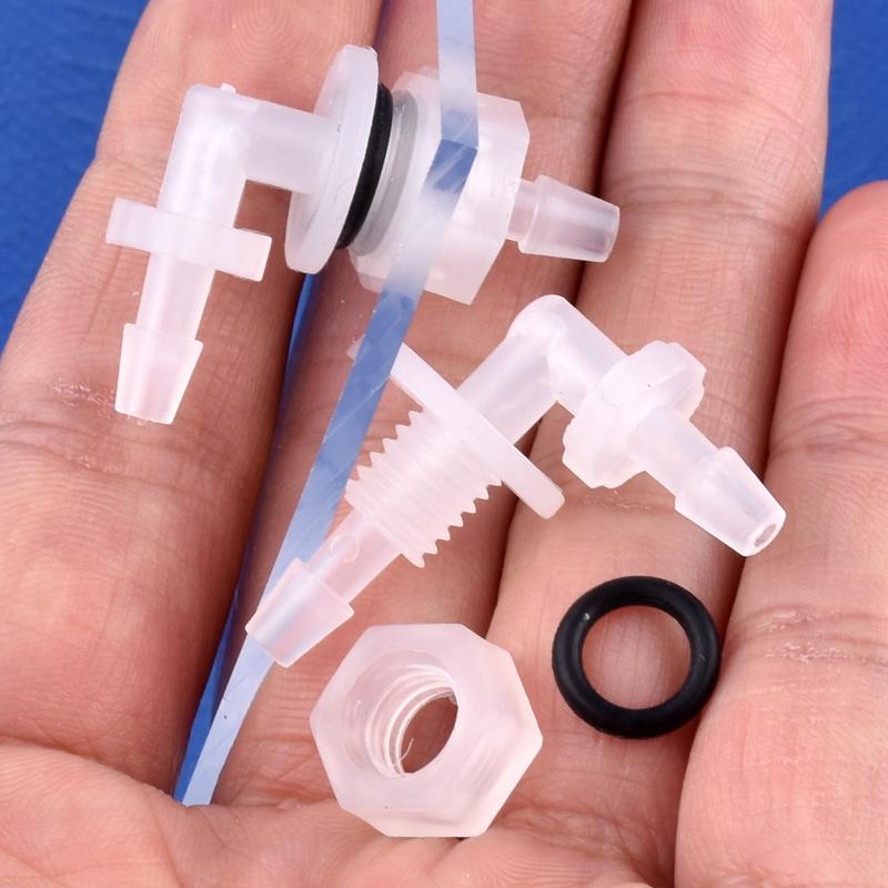 PP Pagoda Elbow Connector With Nut O-Ring M6~G1/2 To 2.4-11.1mm Thread Irrigation Aquarium Tank Adapter Irrigation Water Hose Joint