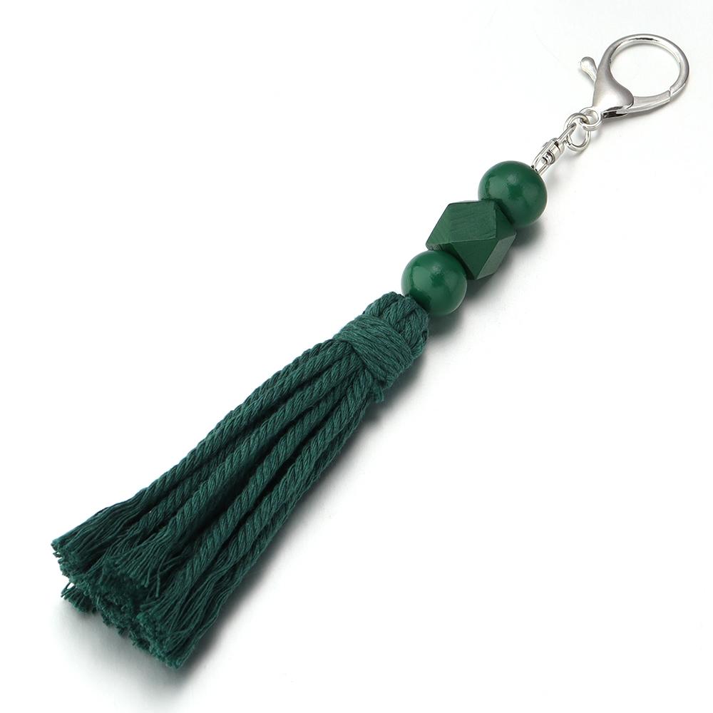 1Pcs 20cm Multicolor Handwoven Tassel Keychain Charm Acrylic Beads Key Chain For DIY Men Women Handbag Accessories Jewelry Gifts