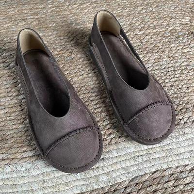 Summer First Layer Cowhide Handmade Sandals Women's Retro Casual Leather Women's Shoes Shallow Mouth Soft Sole L-