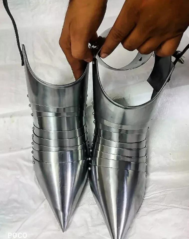 Medieval Solid Steel Gothic Armour Shoes - One Pair - Fantasy & Great Set