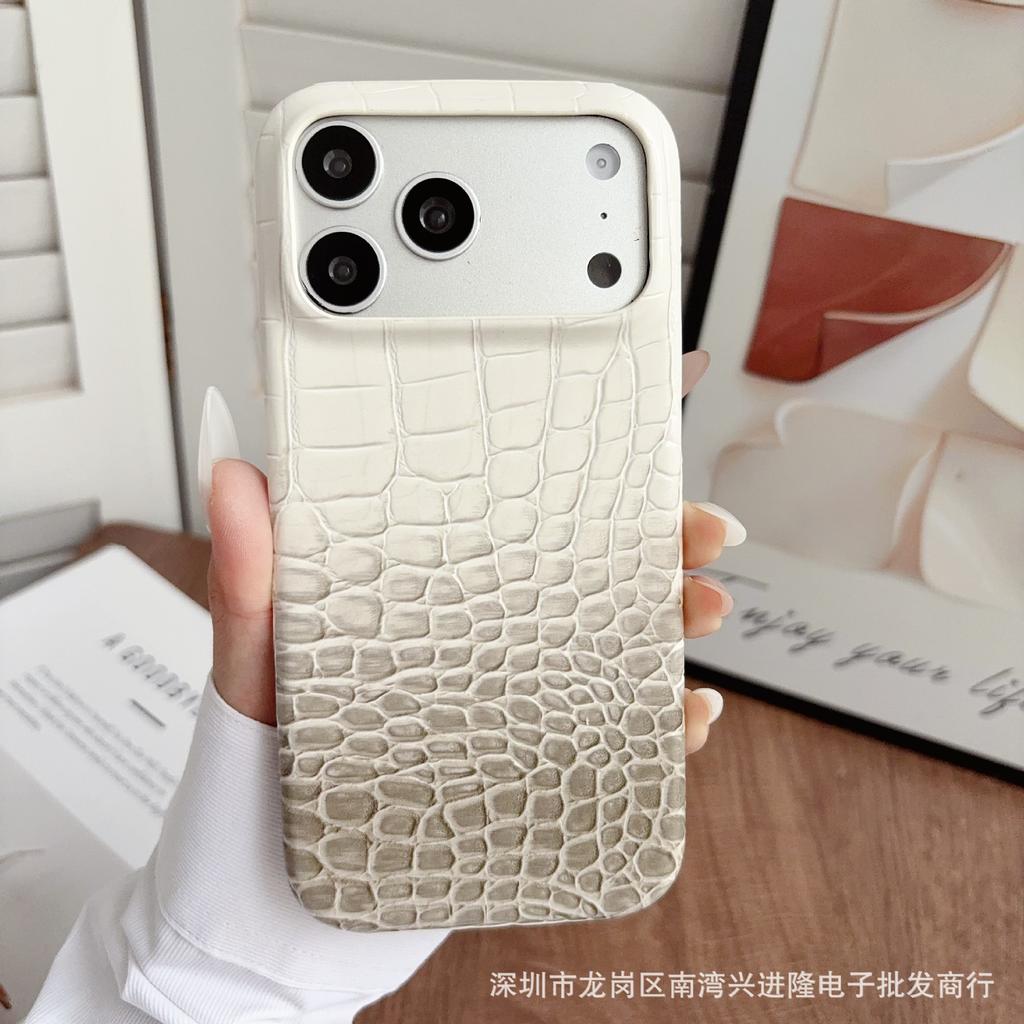 Applicable to iPhone16Pro mobile phone case Huawei P80 gradual change color crocodile pattern anti-drop protective case Mate70 leather case