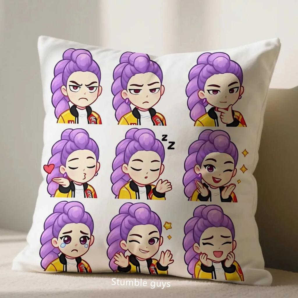 Kpop Demon Hunters Cushion Cover Sofa Anime 45X45cm Pillowcase Living Room