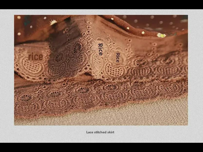 Vestido Maxi Retro Floral con Encaje de Otoño 2024: Adelgazante, Estilo Holgado Forestal