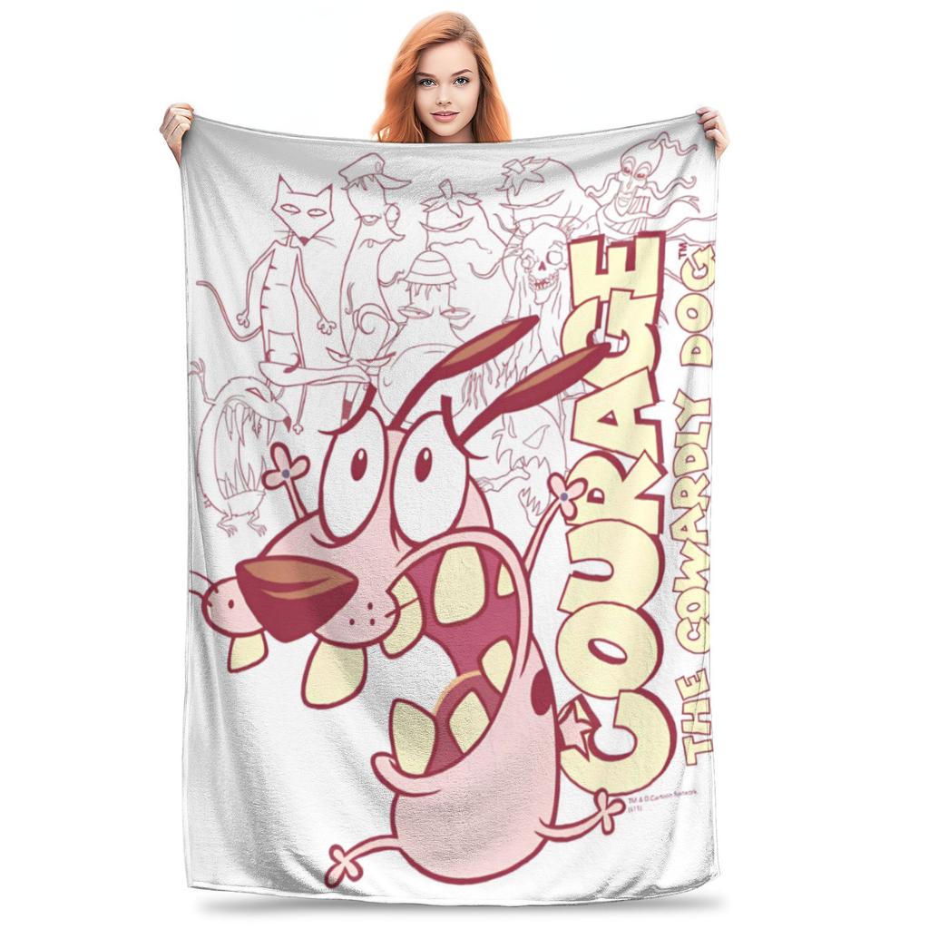Cowardly Dog C-Courage Cartoon Funny Coral Fleece Plush Throw Blanket Cute Comedy Blankets for Bedding Car Soft Bed Rug