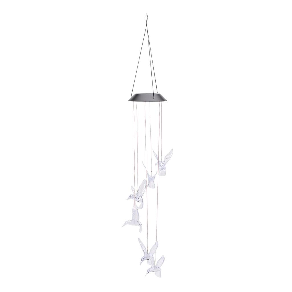 LED Solar Hummingbird Wind Chime Color Changing Solar Hanging Wind Chime Pendant Light for Outdoor Patio Garden Decoration