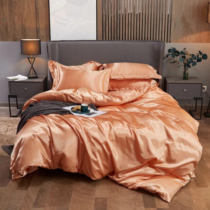 Luxury Rayon Bedding Set Solid Color Luxury Bedding Kit Satin Duvet Cover Set Bed Set Pour Lit Double,Queen,King,2pcs/3pcs/4pcs