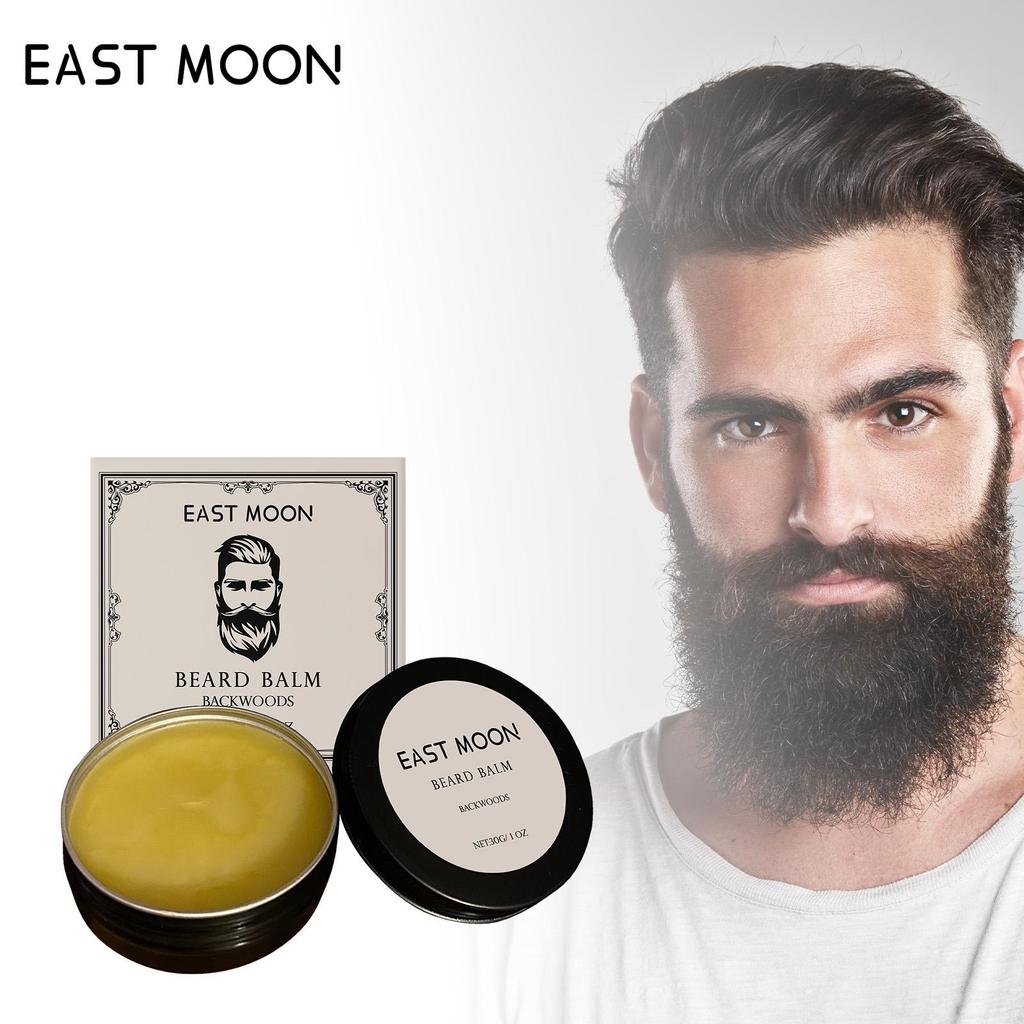 East Moon Men's Shea Butter Beard Balm Moisturizing Smoothing Beard Growth Wax Mustache Cream Facial Hair Care Reduce Frizz