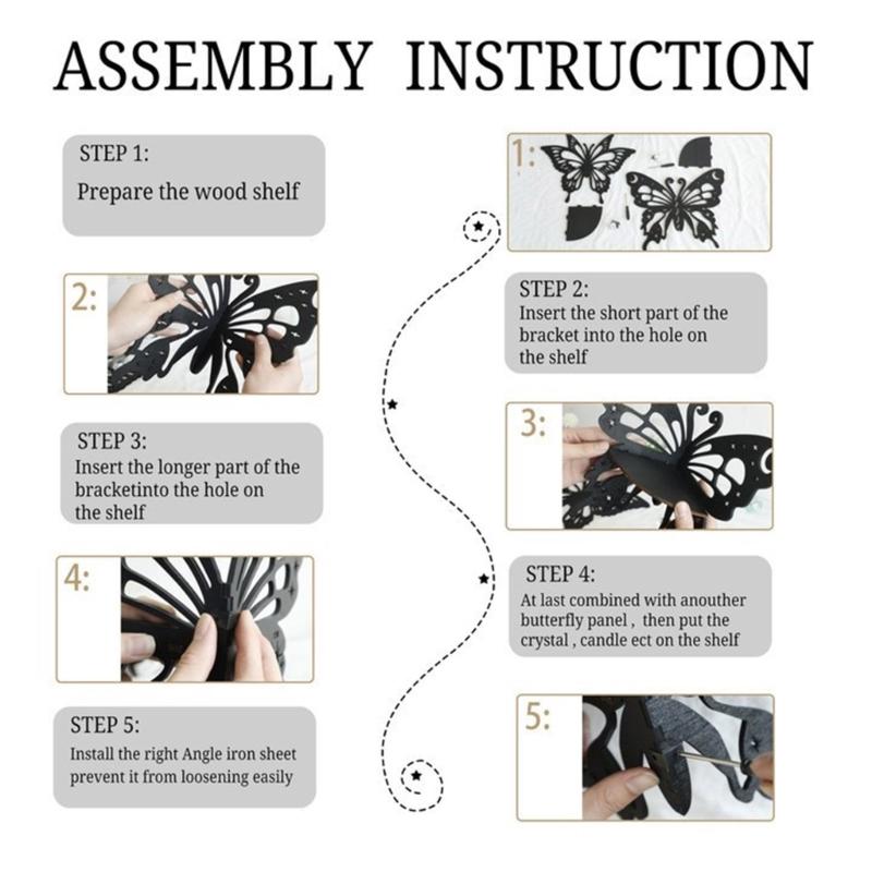 Butterfly Shaped Decorative Stand Fashionable Wall Shelf with Large Capacity Wood Jewelry and Perfumes Storage Rack