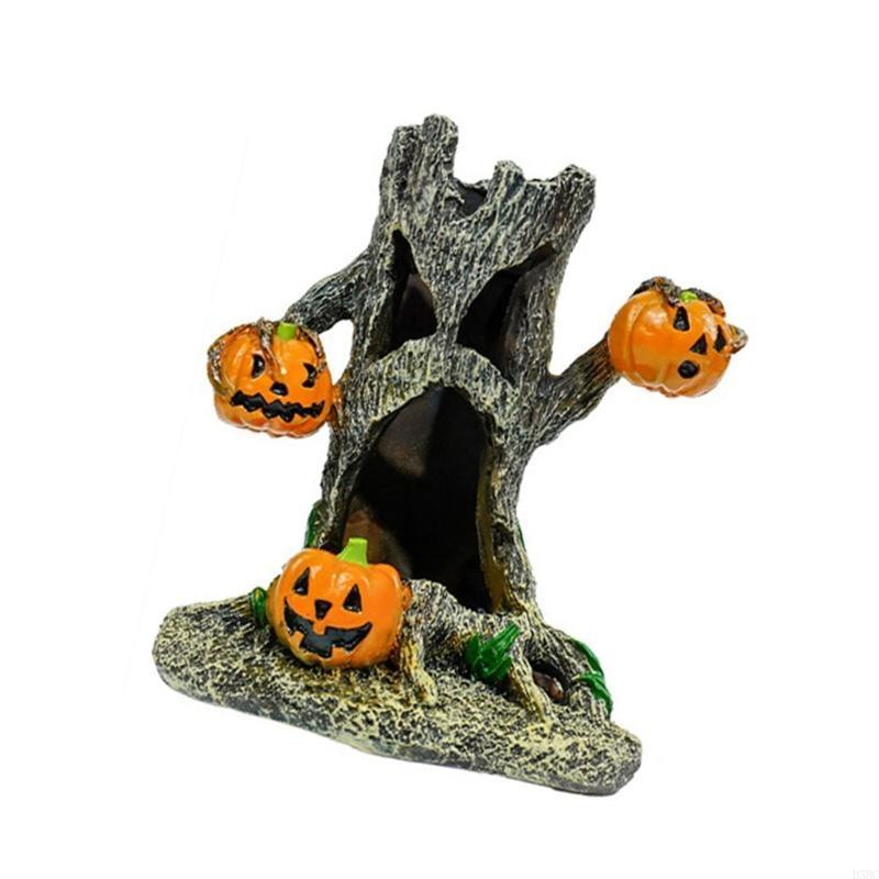 Halloween Aquarium Mini Figurines Resins Stump Pumpkin Decors Indoor Outdoor