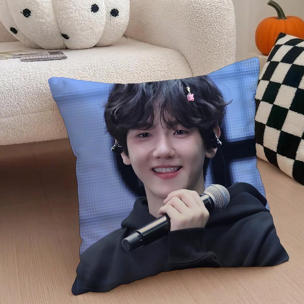 Classic Korean Handsome Singer BByun Baekhyun Cushion Cover Throw Pillow Cover Hidden Button Durable Polyester Chair Cushion