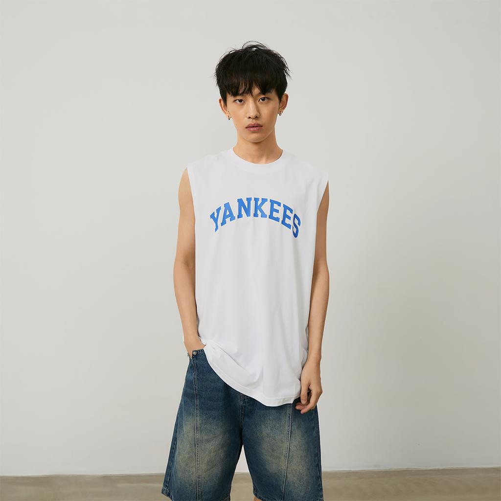 New MLB New York Yankees Tank Tops Unisex Ecru 3ATKV0143-50WHS