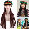 Reggae klobouk s dredy Pohodlný pletený klobouk Paruka Etnický styl Reggae baret Vlněný pletený klobouk ke kostýmu