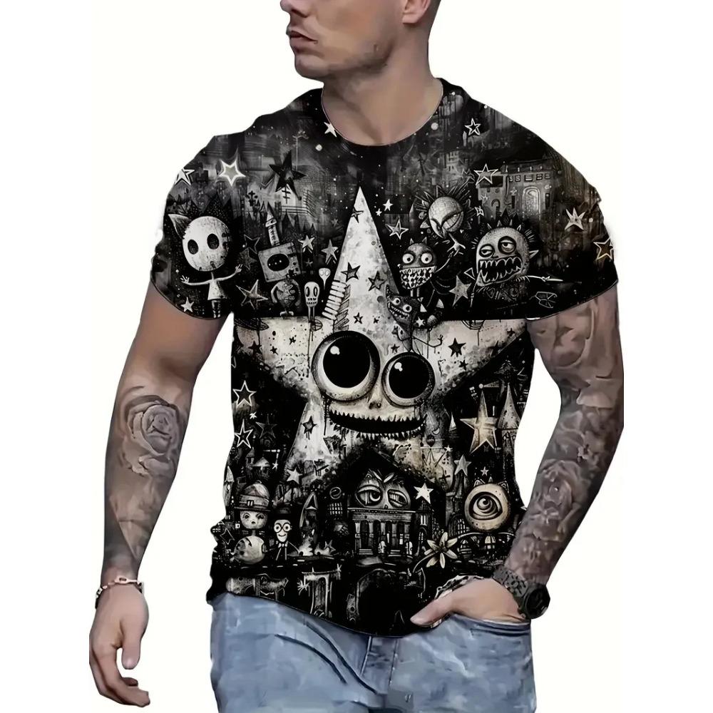 Summer Men's T Shirt Street Casual Short Sleeve Cartoon Print Funny Animal T-Shirts Fashion Streetwear Male Kids Oversized Clothing