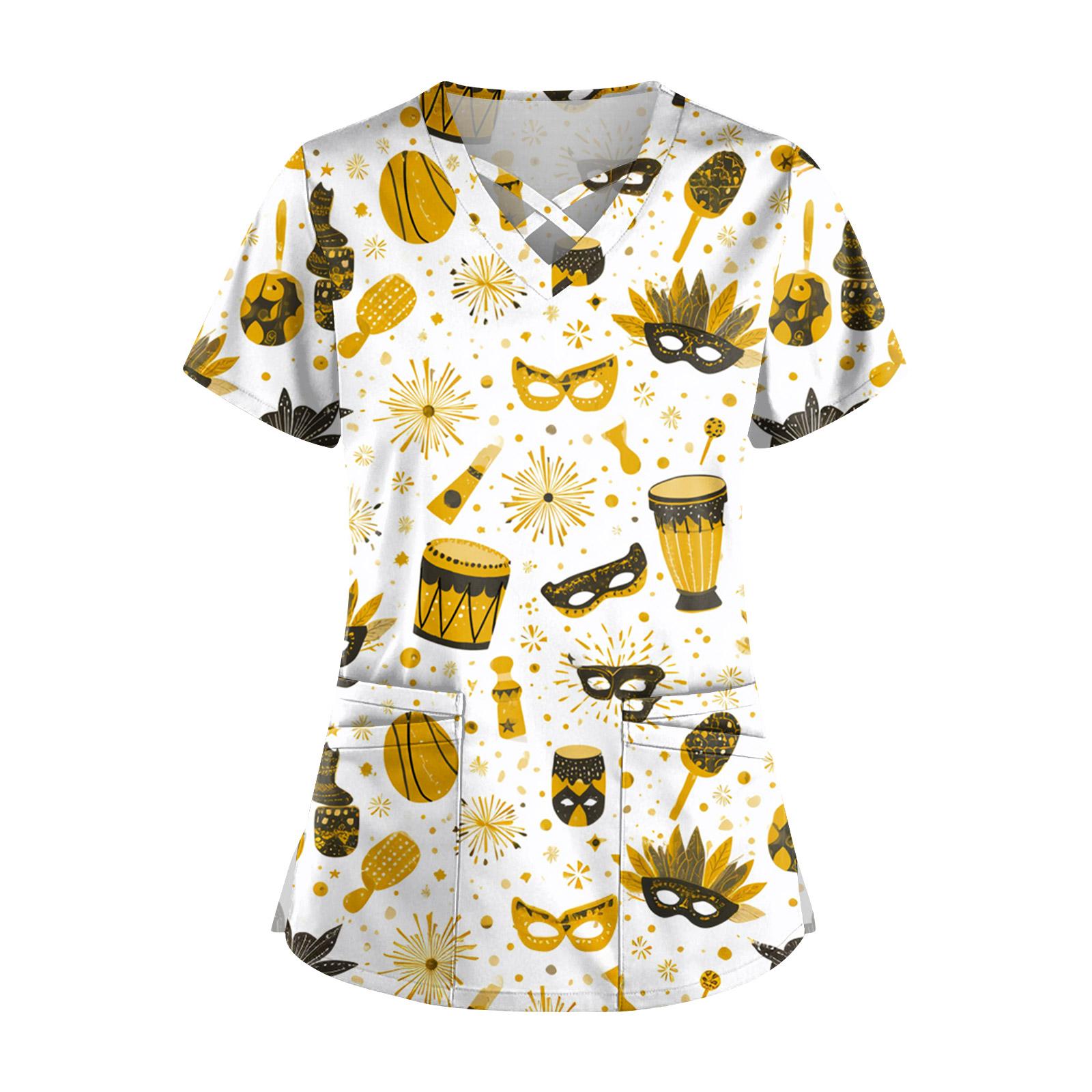 

Женский топ с коротким рукавом, ступенчатым V-образным вырезом, принтом и карманом, быстросохнущий XXXXL