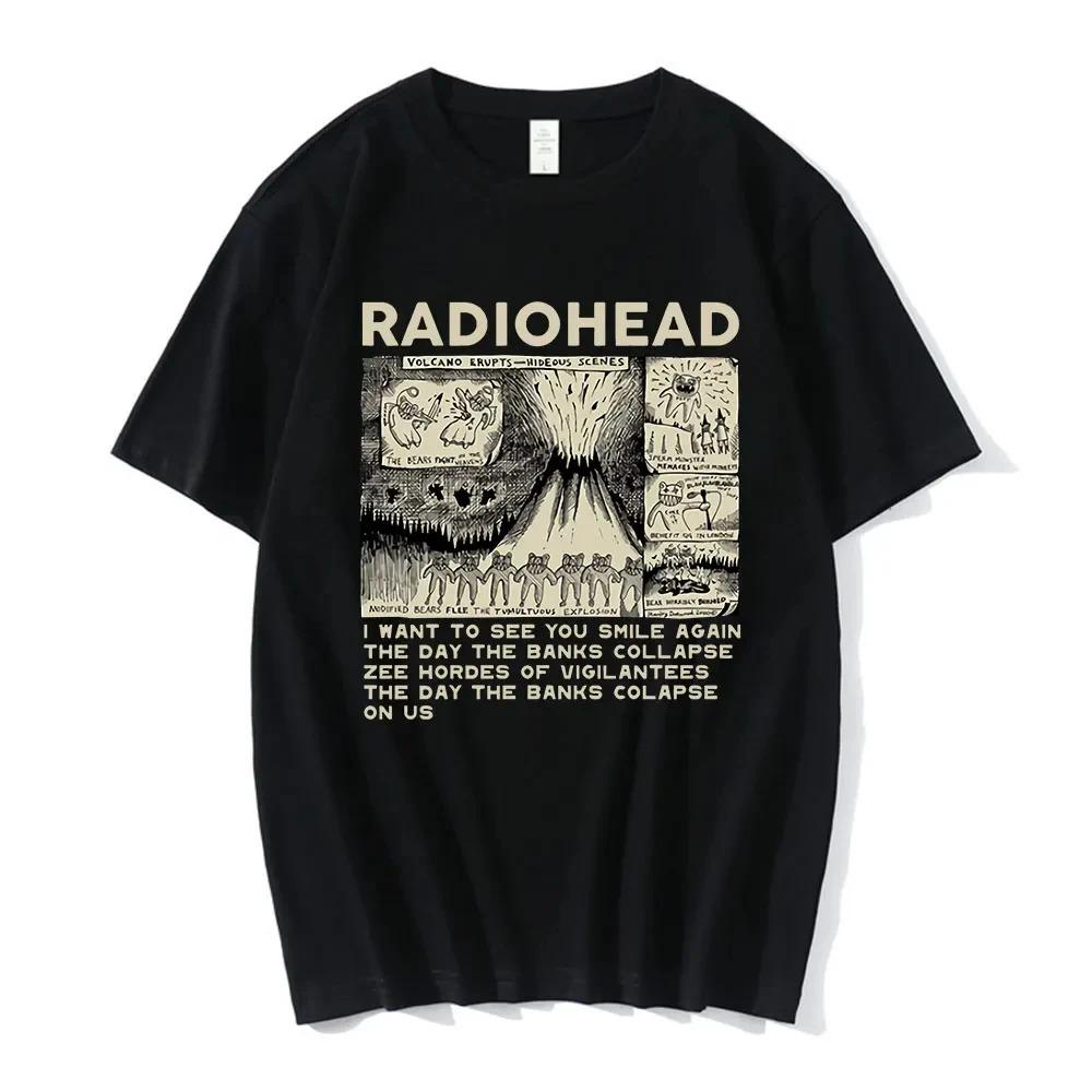 Vintage tričko Rocková kapela Radiohead Pánské 100% bavlna Trička Hip Hop The Bends Potisk hudebního alba Tričko Oversize Top