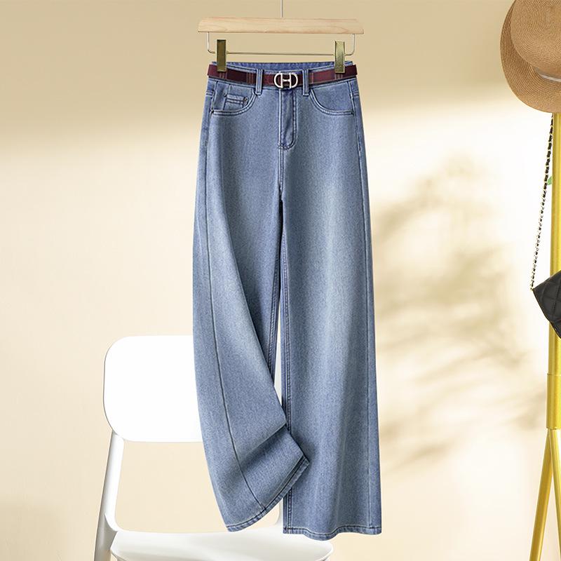 

Women s Fleece-Lined Wide-Leg High-Waisted Jeans, Winter 2024 - Black Slimming Pants 27 [95-105 lbs]