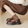 Retro British Shallow Mouth Small Leather Shoes Women's Spring and Summer New Round Head One-word Buckle Belt JK Versatile Japanese Mary Jane Singl