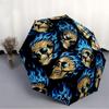 1pc Skulls Flames Automatic Folding Umbrella, Sturdy And Durable Automatic Folding Umbrella with 8 Ribs, Convenient for Outdoor Use063