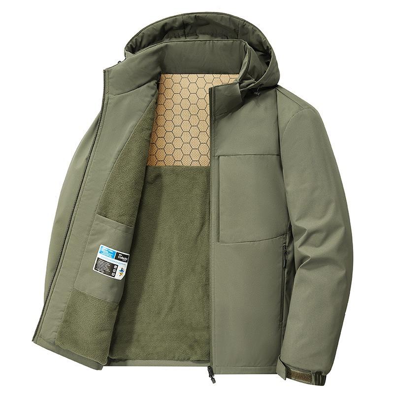 

Winter Men s Casual Fashion Jacket Men s Fleece Warm Outdoor Windproof Detachable Hooded Jacket Men s Zipper Waterproof Jacket XXXXXL зелений
