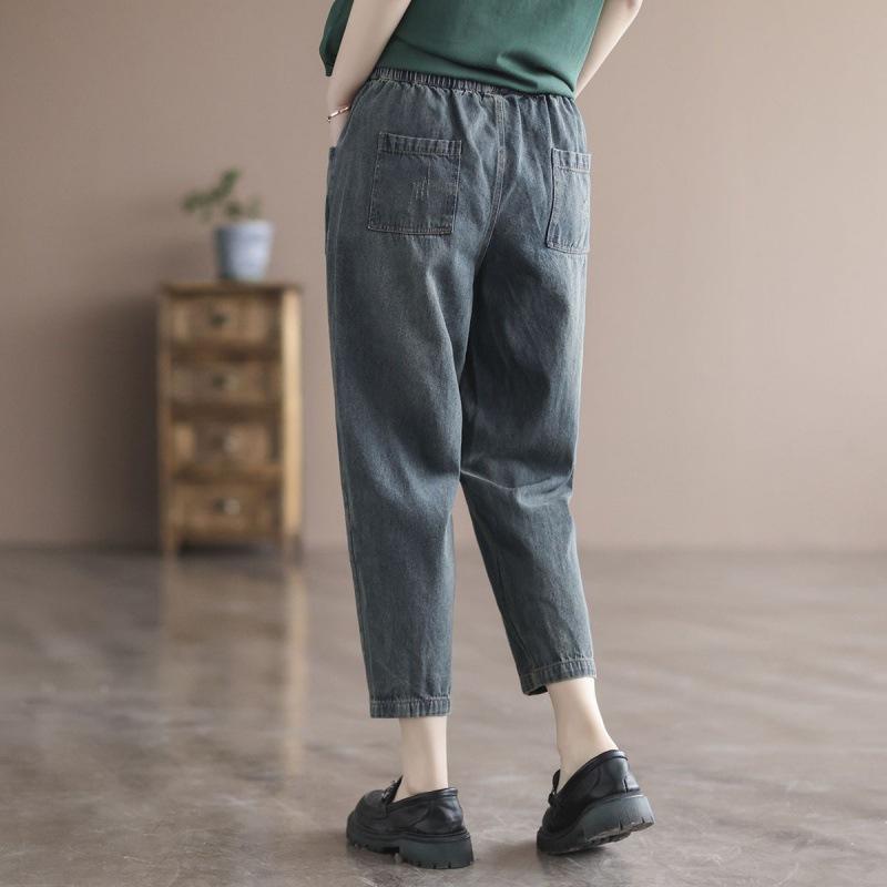 Jeans for Women Slim Jeans Thin High Waist Loose Elastic Waist Harem Pants