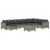 Vidaxl 9-Cz. Garden Lounge Set, Cushions, PE Rattan, Grey