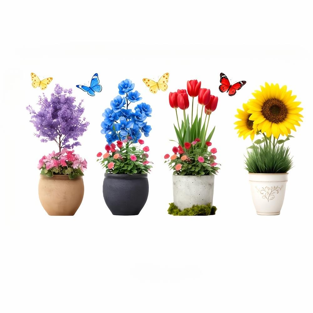 

3D Flower Pot Wall Decals: 3D Tulip and Sunflower Wall Decals for Windows, Children s Rooms, and Living Rooms
