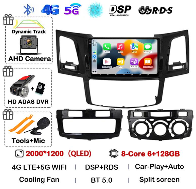 Android 14 Carplay Auto For Toyota Fortuner HILUX Revo Vigo 2007-2010 2011 2012-2014 2015 Car Radio Multimedia Player GPS Stereo