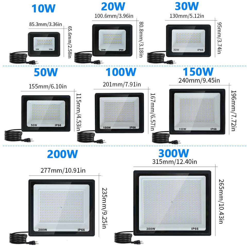 LED Flood Light 10W 20W 30W 50W 100W 150W 200W AC110 Reflector Outdoor Spotlight Street Light Led Exterior Wall Lamp For Garden