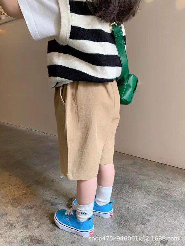 Kids Cotton Wide Leg Shorts Summer Boys Girls Loose Casual Mid Length Pants Student